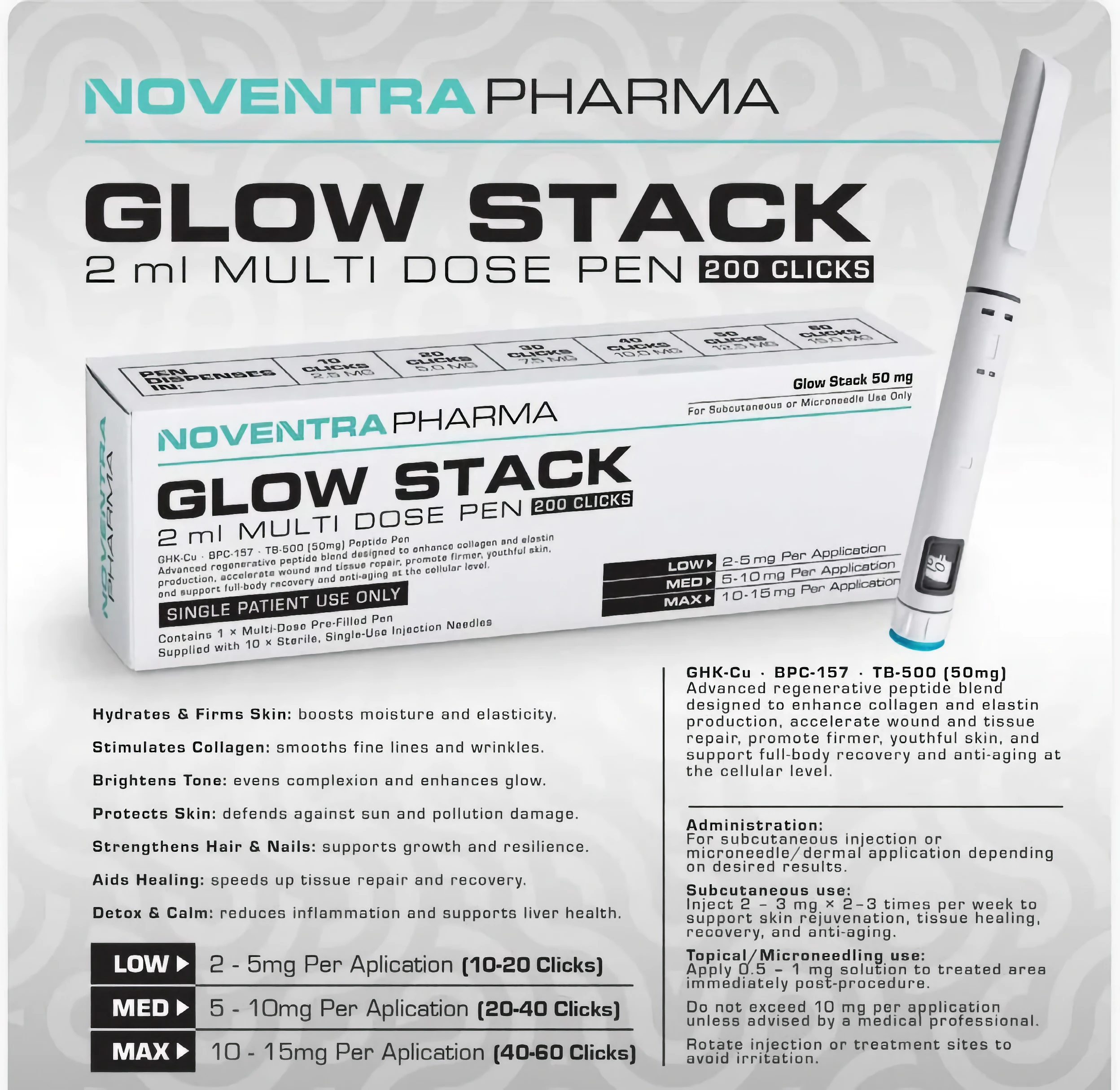 GHK-Cu:BPC-157:TB-500 Hybird Pen - Glow Stack 50mg GHK-Cu/BPC-157/TB-500 Hybird Pen - Glow Stack 50mg